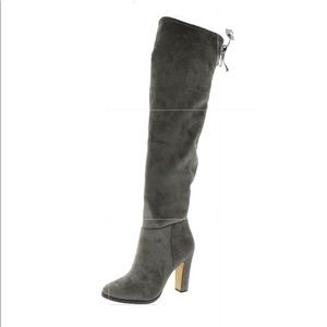 Vince Camuto Cheera Gray Suede Over The Knee Heeled Riding Boots